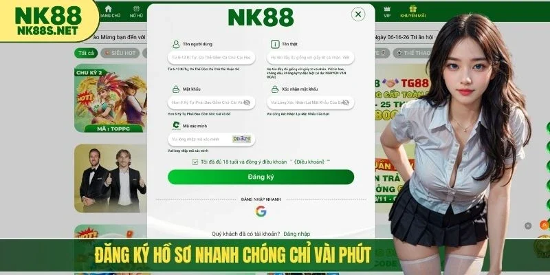 Đăng ký hồ sơ nhanh chóng chỉ vài phút